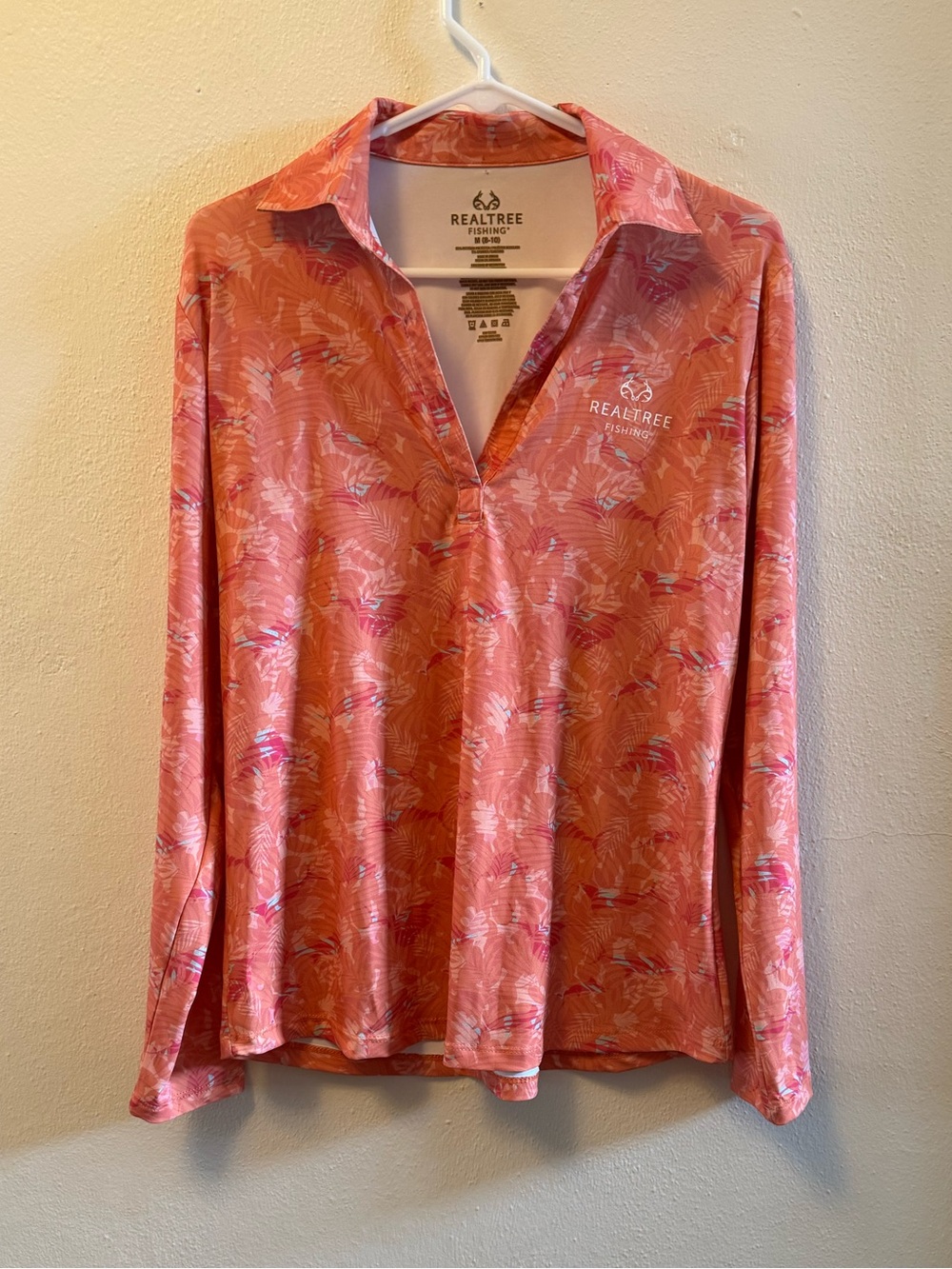 Realtree Fishing Women's Long Sleeve Tunic Performance Shirt Salmon Pink Size M